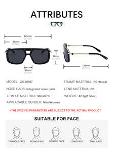 Lunettes <span class=keywords><strong>de</strong></span> soleil tendance <span class=keywords><strong>de</strong></span> marque Partagas, avec logo personnalisé, verres monobloc, double pont, UV400, pour hommes - Product Image 6