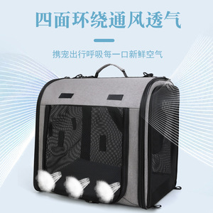 Portable Pet <b>Backpack</b> Breathable Mesh Carrier for <b>Cats</b> and Dogs Gray Black Blue Oxford Material Middle Capacity Travel Bag - Product Image 3