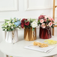 Sacs à fleurs en papier kraft recyclé imperméable en gros avec poignée pour bouquet de fleuriste personnalisé et emballage de cadeau de mariage