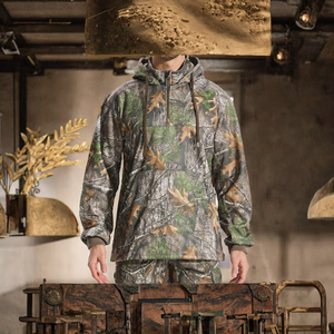 <b>Men's</b> Camouflage Zip Up Hoodie Pullover Sweatshirt Cotton <b>Velvet</b> Hooded <b>Jacket</b> for Outdoor Wear - Product Image 2
