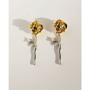 Fashion Trendy 18K <b>Gold</b> Plated <b>Rose</b> Flower Earrings Luxury Natural Earrings for Women Party Gift - Product Image 1
