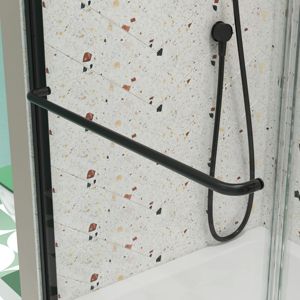DB ประตูบานเลื่อนอาบน้ำพร้อม1/4 "กระจกเทมเปอร์และผิวสีดำด้าน50-54" X70" - Product Image 4