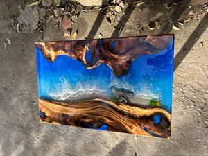 Pieds en métal robustes pour table basse en résine époxy bleu océan, meuble de salon moderne, décoration intérieure. - Product Image 6