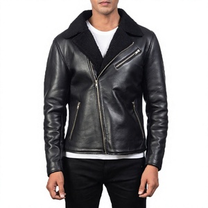 <b>Men's</b> Warm Varsity <b>Jacket</b> Casual Stand Collar Zipper Thickening Stitching Patchwork <b>Leather</b> Padded Windproof Plain Dyed - Product Image 3
