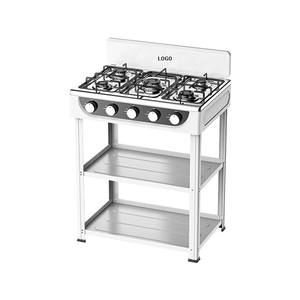 Réchaud à gaz <span class=keywords><strong>en</strong></span> acier inoxydable à 4 brûleurs avec étagères et plaques de cuisson, facile à nettoyer, pour table de <span class=keywords><strong>cuisine</strong></span> et camping <span class=keywords><strong>en</strong></span> extérieur - Product Image 1