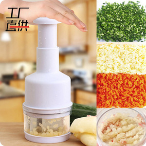 Multi Functional Vegetable Chopper Hand Operated Garlic Press Kitchen Tool White - Product Image 1