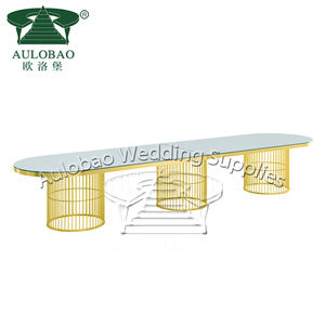 Lujosa mesa de comedor de latón dorado para 8 personas de boda para restaurante - Product Image 2