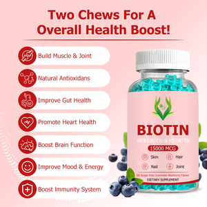 Gomitas de Biotina de Marca Propia para el Cabello, la Piel y el Crecimiento Saludable de las Mujeres, Suplemento de Belleza, Biotina para la Salud General, Gomitas de Biotina - Product Image 3