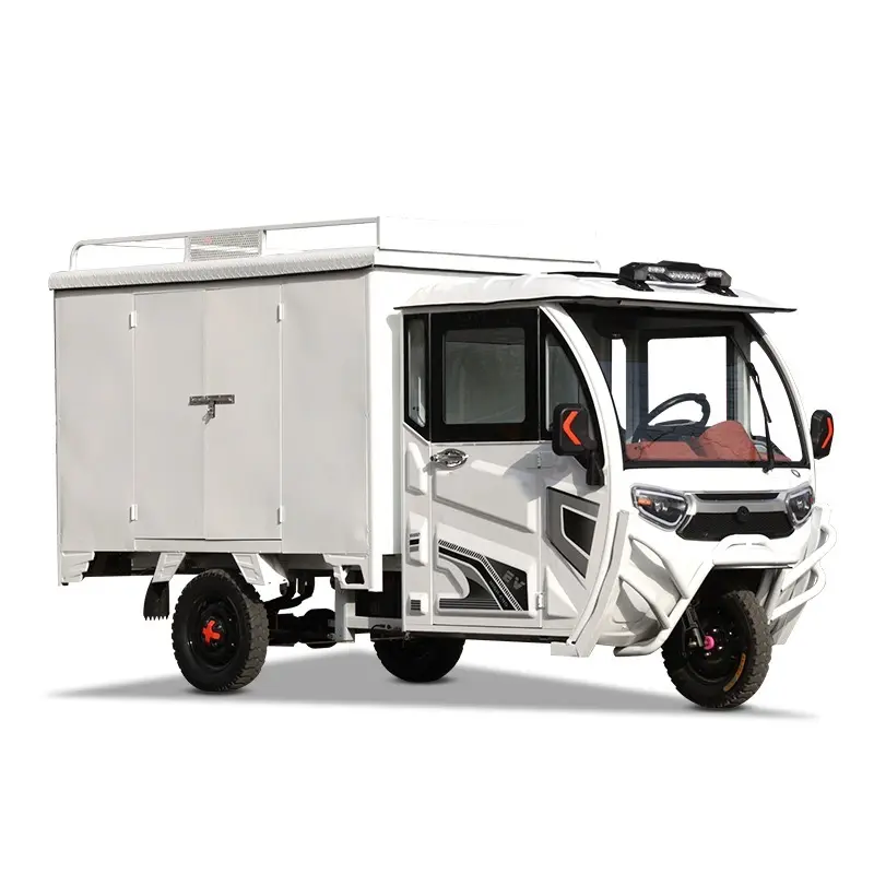 Triciclo elétrico para transporte expresso, veículo totalmente fechado, veículo de transporte de carga, caminhão de entrega pequeno, triciclo para adultos