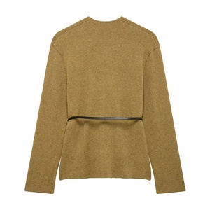 <span class=keywords><strong>Myst</strong></span> & Za 2025 Ladies' V-Neck Belt Cardigan tricoté Casual Button Decoration Short Sweater Jacket for Autumn Commuting Free Size - Product Image 6