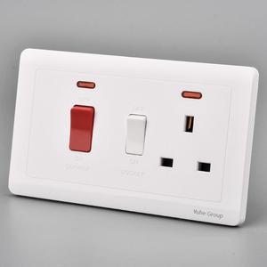 White Universal Double 5-pin Wall Power Outlet SDK Customizable 220V 10-pin Plug <b>Socket</b> <b>with</b> LED Indicator Light - Product Image 5