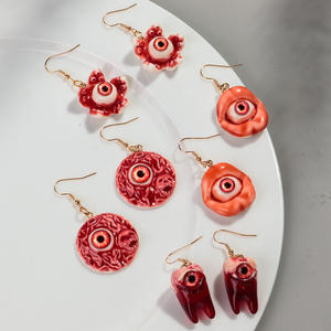 Hyperbole fête bijoux Hip Hop Halloween sanglant yeux horreur résine 3D pendentif dent bouche globe oculaire acrylique boucles d'oreilles pendantes - Product Image 4
