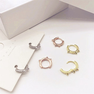 Pendientes de Moda con Diseño Geométrico de Púas, en Oro, Plata y Oro Rosa, Joyería para Fiesta con Engaste de Garra, Zirconia y Remaches Puntiagudos - Product Image 3