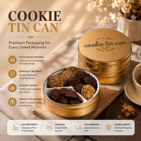 Boîte en fer blanc ronde personnalisée en gros avec couvercle, de qualité alimentaire, pour chocolats, biscuits, gâteaux, empilable, emballage en métal