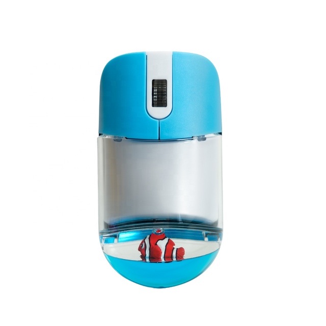 Sanlead Custom Liquid Aqua Fluid Wireless Gaming Computer Mouse Clown Fish Design Acrylic Material Silk Screen Promotional