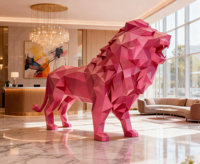 Sculpture de lion en résine, décoration extérieure d'animaux de grande taille, design européen écologique, dessin animé moderne, fabrication sur mesure par l'usine Maoping
