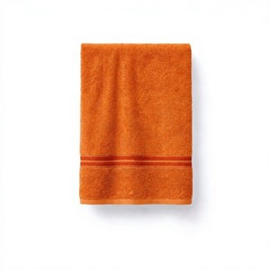 Serviette de bain rectangulaire en coton 100% doux et tissé de couleur unie orange de qualité supérieure Varad Impex pour usage hôtelier - Product Image 1