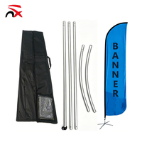 Drapeau de plage en forme de larme, taille personnalisée, logo imprimé numériquement, matériau polyester avec mât en aluminium et boîte d'emballage noire