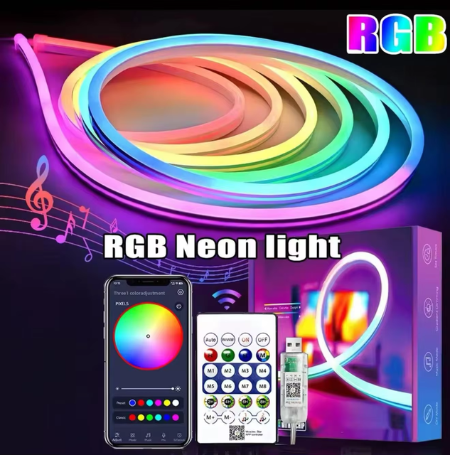 RGB Smart IC USB Neon Led Strip Lights Multicolor LED Flexible Rope Tape Light for TV Bedroom Kitchen Wall Indoor Outdoor Decor
