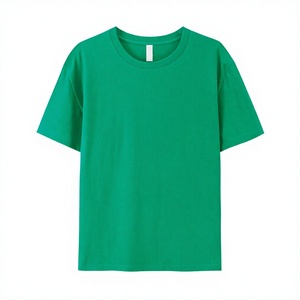 Camiseta de Manga Corta para Mujer, Cuello Redondo, Algodón Verde Sólido, con Estampado de Logotipo de Corazón, Estilo Casual - Product Image 2