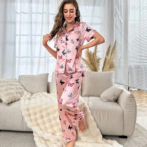 Conjuntos de <span class=keywords><strong>Pijamas</strong></span> para Mujer al por Mayor, Lindos y Suaves, de Satén, Cómodos, Ropa Casual para Estar en Casa - Product Image 1