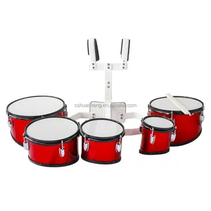 Kualitas baik Snare Marching Drum Set3-4-5 bersama kayu dengan sabuk biru merah putih hitam