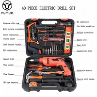 YUTUO Perceuse électrique Boîte à outils Perceuse électrique Pilote Main Réparation Boîte à outils de base Matériel Outils Ensembles Perceuses Cas pour la maison