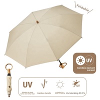 Parapluie pliant japonais à long manche, conception à deux plis, poignée en acier annelé, nano-hydrofuge, protection solaire