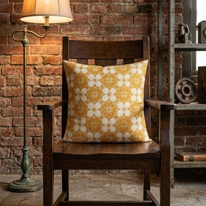 100% Cotton <strong>Mustard</strong> Yellow Floral Block Print Pillow <strong>Cover</strong>, Premium Handmade <strong>Cushion</strong> <strong>Cover</strong> for Sofa Bedroom Decor - Product Image 6