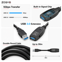 Câble d'extension USB 3.0 haute vitesse 5 Gbps mâle-femelle pour ordinateur/ordinateur portable