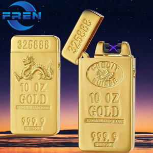 Muestra gratis, Logo gratis Encendedor de cigarros eléctrico sin llama, USB, Plasma, barra dorada personalizada, sin mínimo, FR-689 - Product Image 2