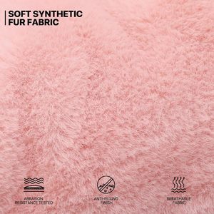 Chaise soucoupe pliante en fausse fourrure cadre en métal surdimensionné grand confortable fourrure rembourré doux confortable <span class=keywords><strong>rose</strong></span> lune chaise avec repose-pieds pouf - Product Image 2