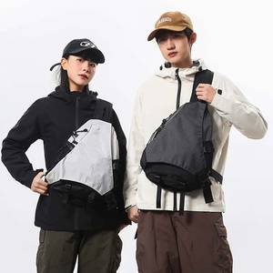Casual Waterproof Nylon <b>Backpack</b> with Zipper Closure <b>Black</b> and Gray Color Men's Shoulder Bag Outdoor Travel Use All Seasons - Product Image 2