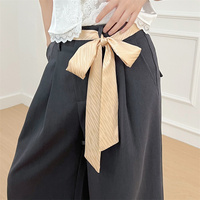 Écharpe en ruban froissé de haute qualité, motif uni, 190 cm, longue, pour femme, bandeau, attache-cheveux, foulard, accessoire de sac