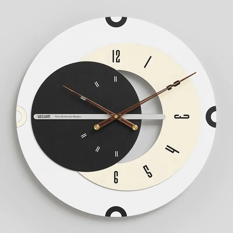 WOZOOM Grande horloge murale ronde au design original 80cm 60cm Horloge de décoration murale de luxe Grande horloge à suspendre en MDF Promotions pour bricolage