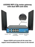 WiFi luar biasa, 6 industri 5G Router Gateway 8 port Ethernet Openwrt AX3000mbps 5G WiFi Router dengan slot kartu SIM ganda