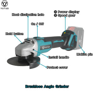 Set Professionale YUTUO 4 in 1 di Utensili Elettrici Senza Fili Brushless: Trapano a Percussione, Avvitatore, Martello, Smerigliatrice Angolare in Valigetta di Plastica - Product Image 5