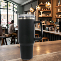Mejor Precio, Termo de Acero Inoxidable 18/8 de Doble Pared, 40 oz, Diseño Clásico, Taza de Café con Asa de Plástico, Taza de Oficina, 12-24