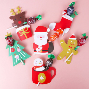 Cartes en papier pour sucettes de Noël, fournitures d'emballage pour bonbons et chocolats, décorations de Noël (arbre/Père Noël/collant de Noël/homme en pain d'épices), fournitures pour fêtes de Noël - Product Image 1