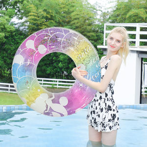 Diseño de cola de sirena de PVC ecológico para adultos, anillo de natación antifugas interior suave, Círculo de natación inflable con purpurina - Product Image 5