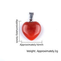 Pendentif Cœur en Cristal Naturel 16mm, Breloques en Agate en Forme de Cœur, Pierre de Guérison pour la Fabrication de Colliers et Bijoux DIY