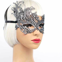 Masque laser noir de bal masqué en métal découpé au laser, style mode coréenne, OEM/ODM