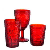 Samyo Custom Geëmbosseerd Kerstrendier Vintage Geel Gekleurd Drinkglas voor Thuis en Restaurant