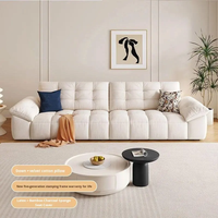 Französisches Modernes Dreisitzer-Modulsofa aus Chenille mit Liegefunktion und Schwammfüllung für Kleine Wohnzimmer
