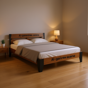 Base de Cama Matrimonial de Madera Maciza de Acacia, Diseño Rústico y Duradero, Muebles para Dormitorio - Product Image 2