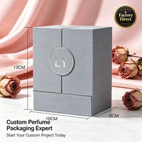 Boîte cadeau grise haut de gamme personnalisée pour cosmétiques, emballage extérieur à double porte magnétique à ouverture rabattable, carton spécial pour parfum et bougie