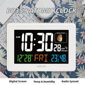 B0359 <span class=keywords><strong>BALDR</strong></span> Reloj Despertador Digital Electrónico Atómico con Radio Control, Termómetro e Higrómetro de Interior para Mesa - Product Image 2