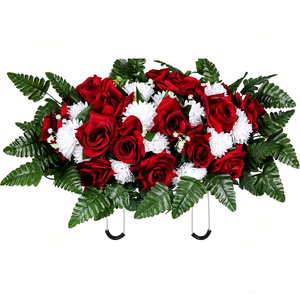 Plastic Sunflower Memorial Wreath <strong>for</strong> <strong>Graves</strong> Durable <strong>Artificial</strong> <strong>Flower</strong> Arrangement with Green Ferns <strong>for</strong> Tombstone Decoration - Product Image 5