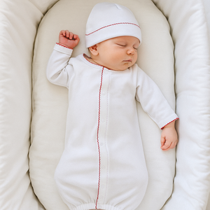 Monogram Bbaby <strong>Dressing</strong> <strong>Gown</strong> Infant Baby Coming Home Outfit Baby Sleeping Bag Hidden Button Picot Trim Baby Sleep Sack - Product Image 2