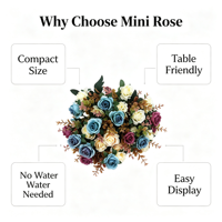 Vente en gros de fleurs artificielles faites à la main, style moderne, 12 têtes de petites branches de roses pour la décoration de la maison, mariage, Saint-Valentin